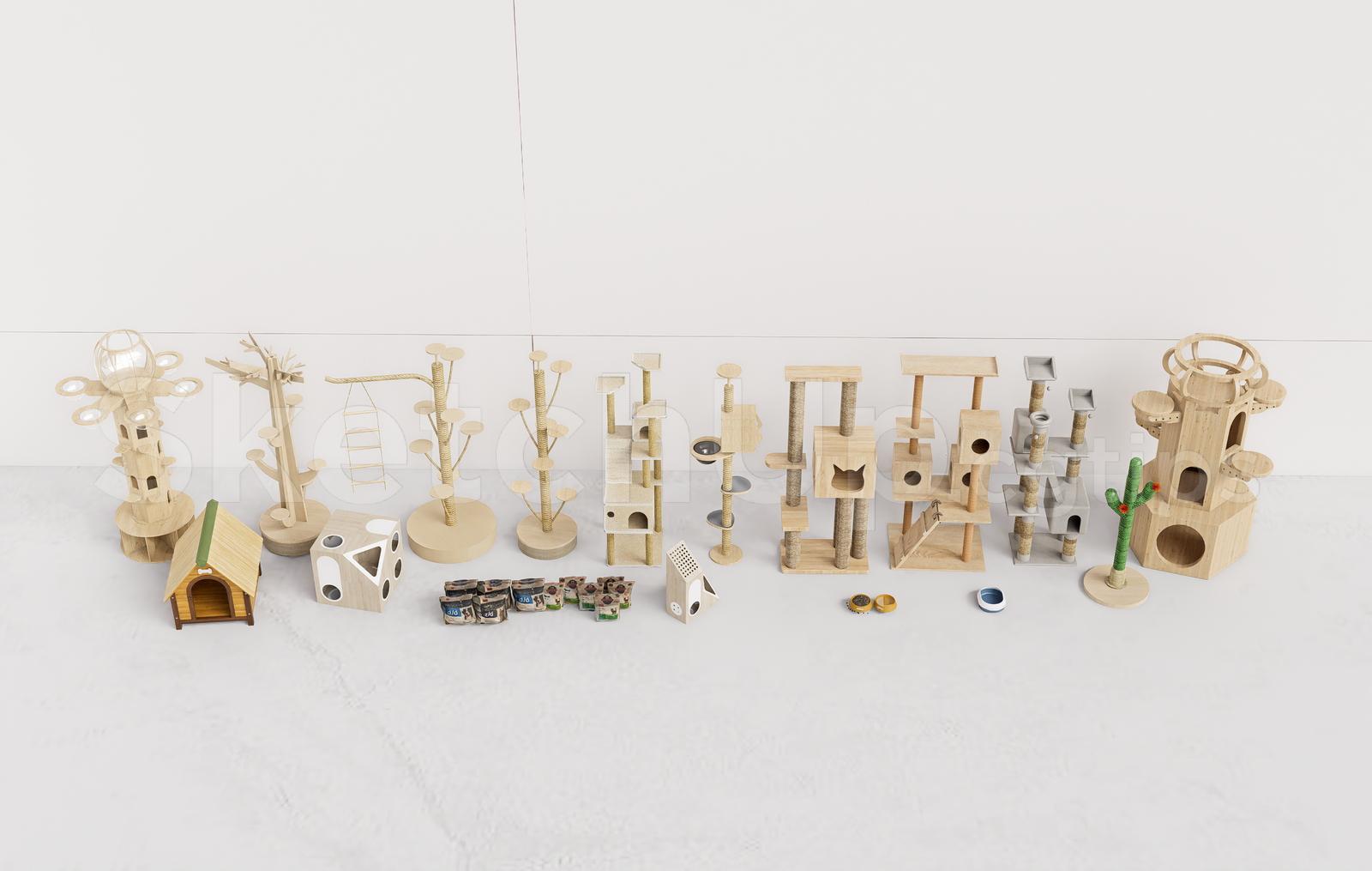 Mega Pack of Cat Trees and Wooden Cat Scratchers