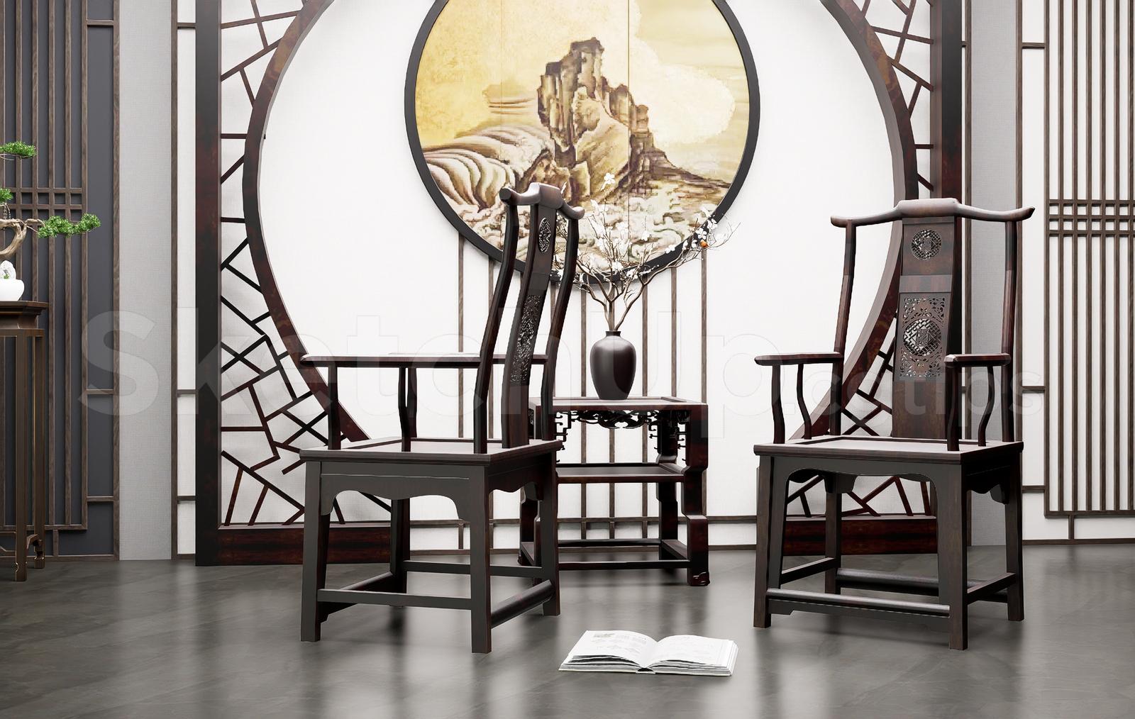 Classic Ming Dynasty Style Wooden Armchairs