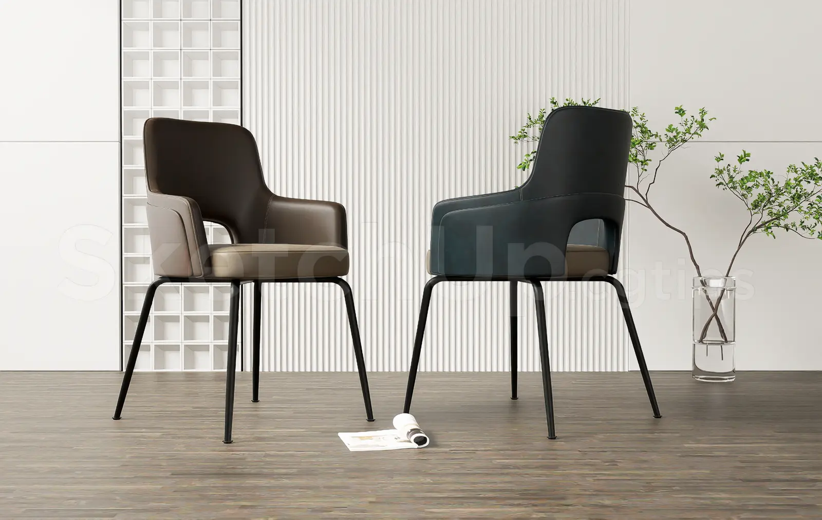 Modern Minimalist Leather Armchair SketchUp Model