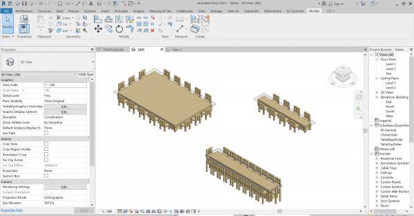 Parametric multi-chair table