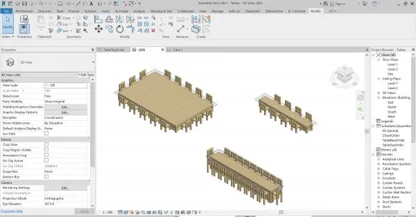 Parametric multi-chair table