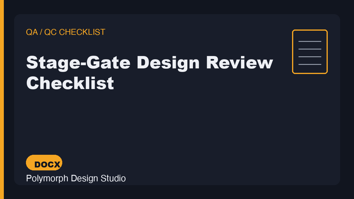 Stage-Gate Design Review Checklist