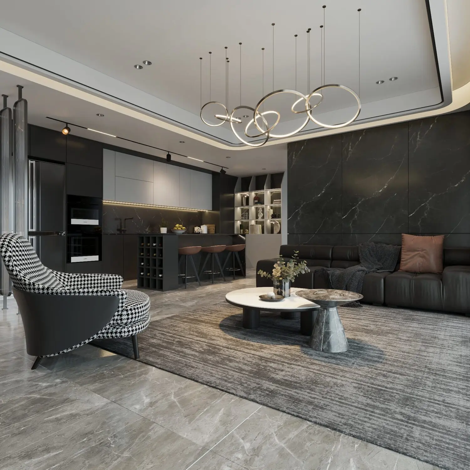 Interior Living Room- Kitchen