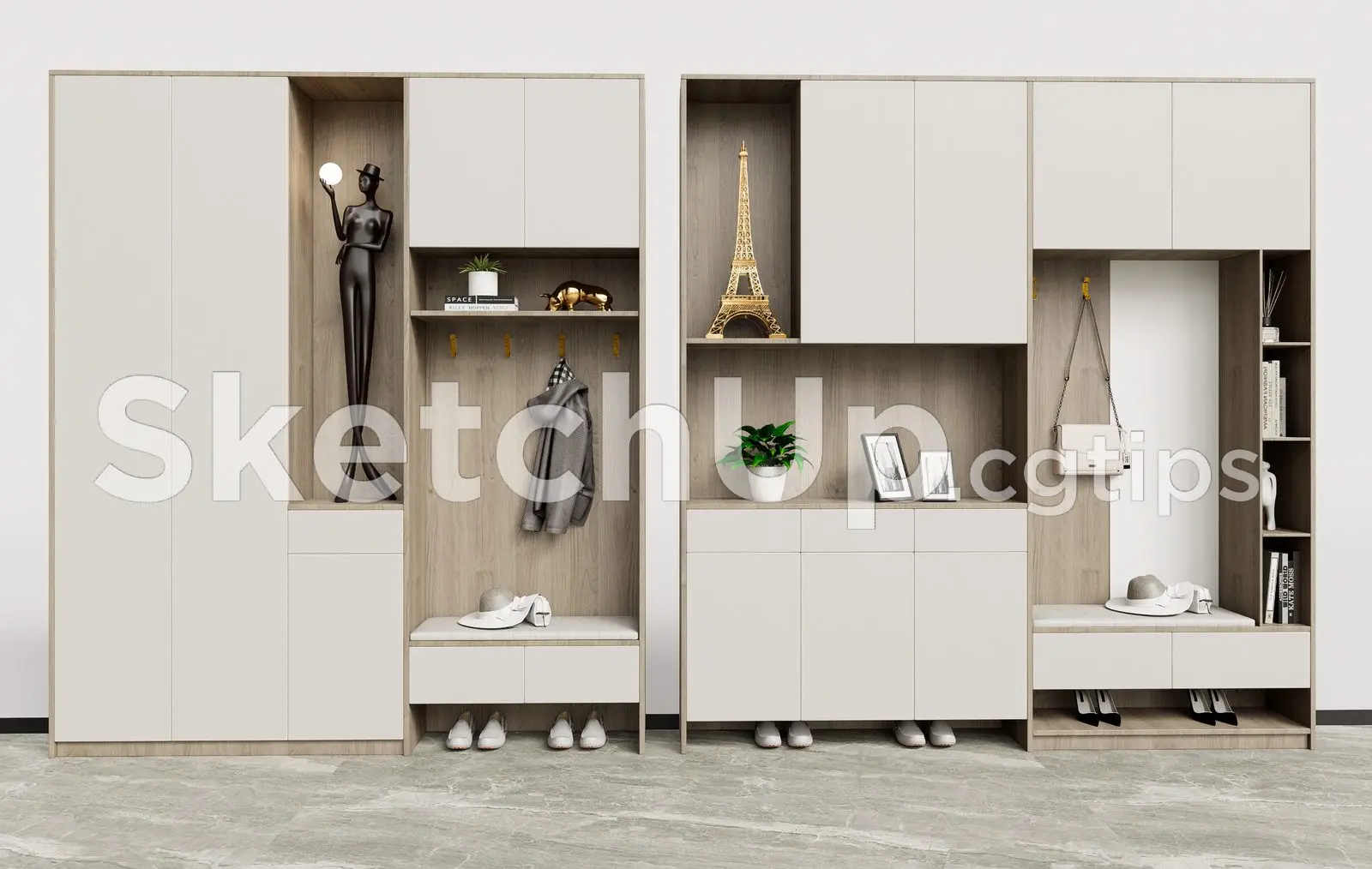 Modern Shoe Cabinet SketchUp 3D Model