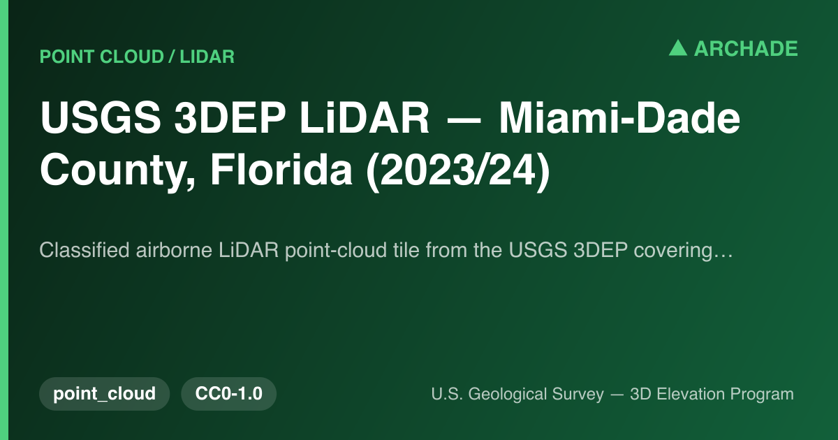 USGS 3DEP LiDAR — Miami-Dade County, Florida (2023/24)