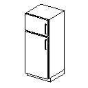 Refridgerator with freezer on top