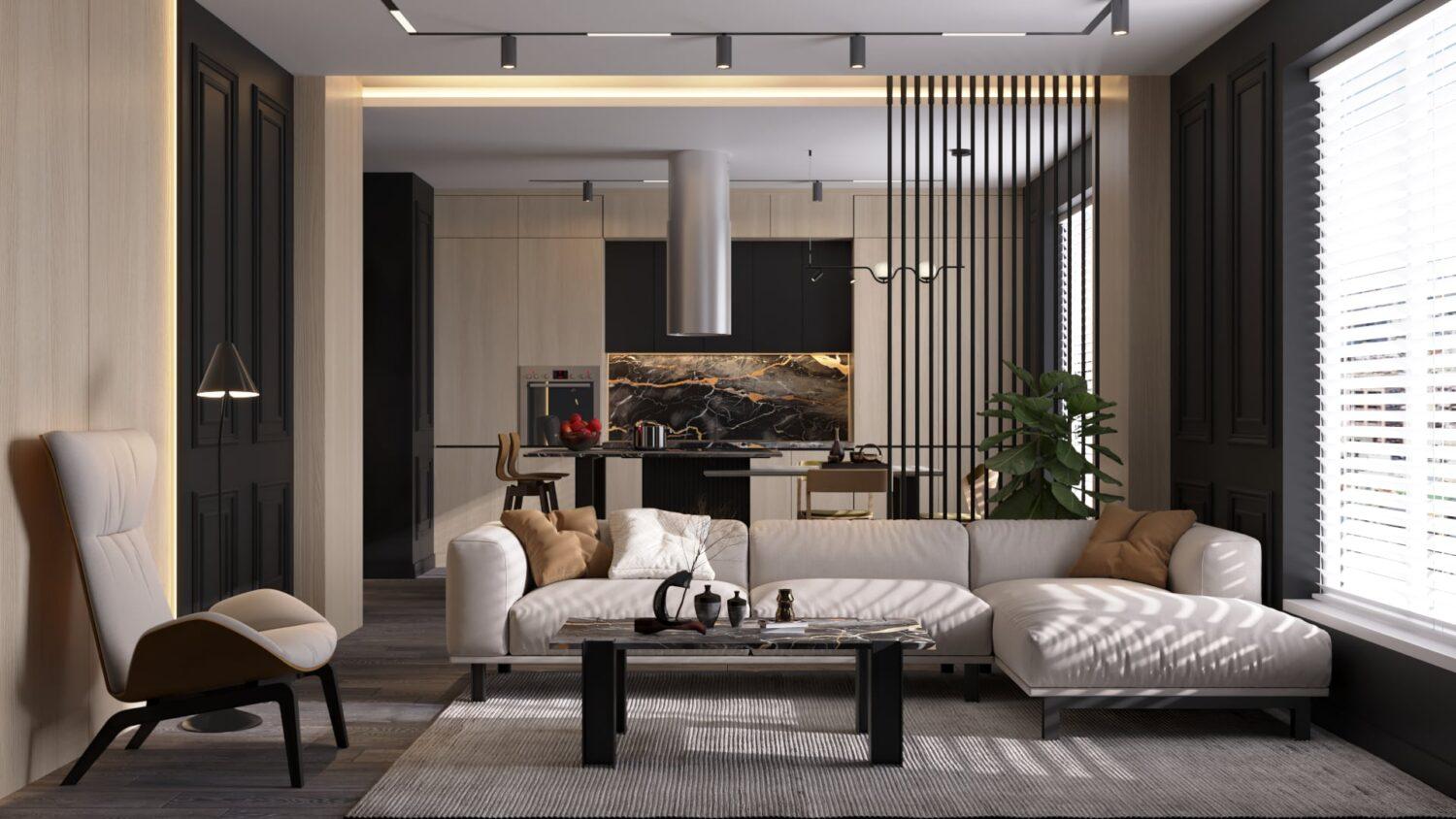 Interior Kitchen – Livingroom Scene
