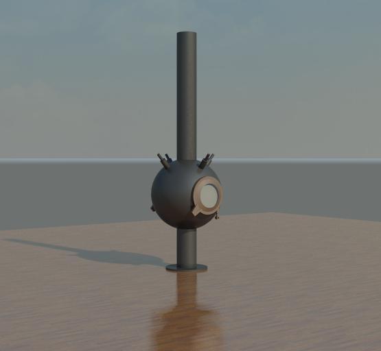 naval mine converted to fireplace NOHS