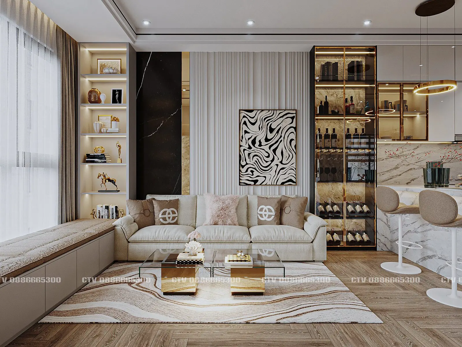 Living Room Interior — preview 1, by Long Tran (3dzip)