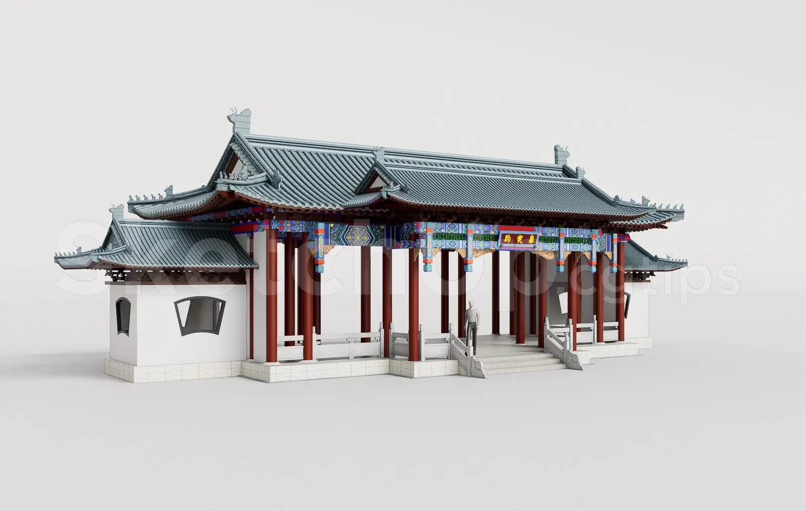 Traditional Wooden Pavilion with Tiled Roof