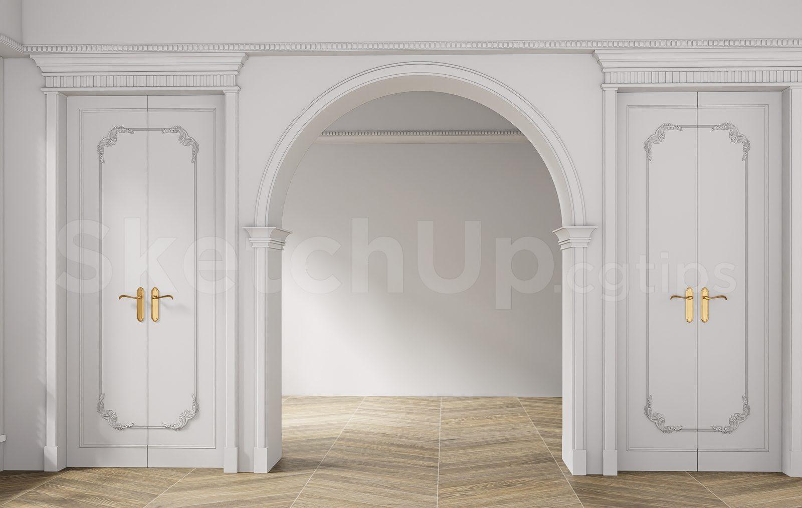 Classic Wooden Arched Doorway