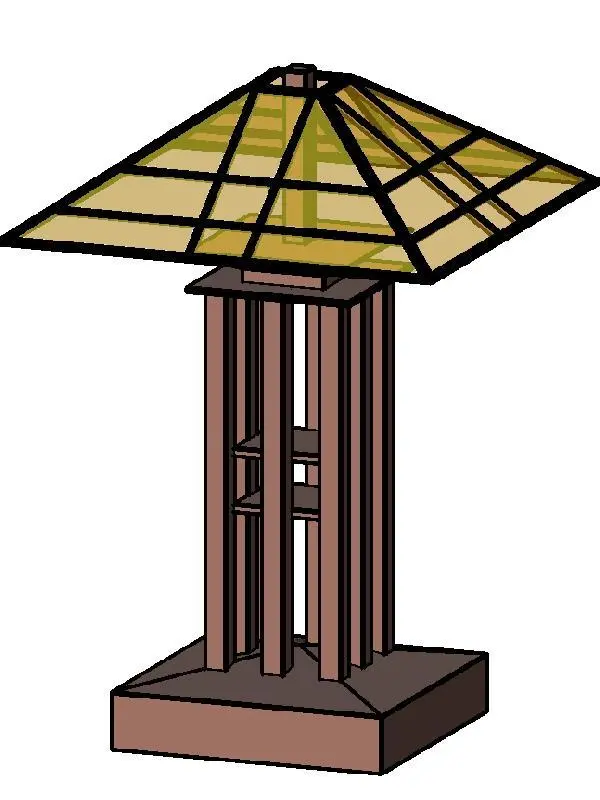 Arts and Crafts Table Style Bronze Lamp