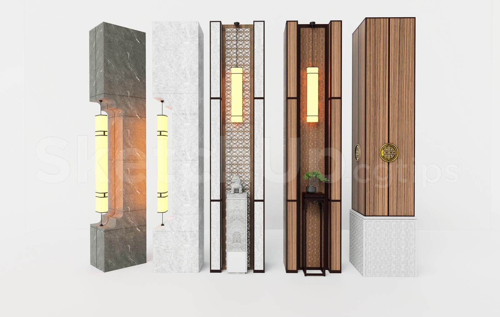 Luxury Interior Wall Column with Integrated Light