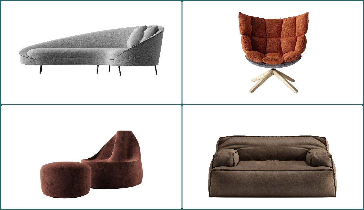 Sofa, Chair and Stool