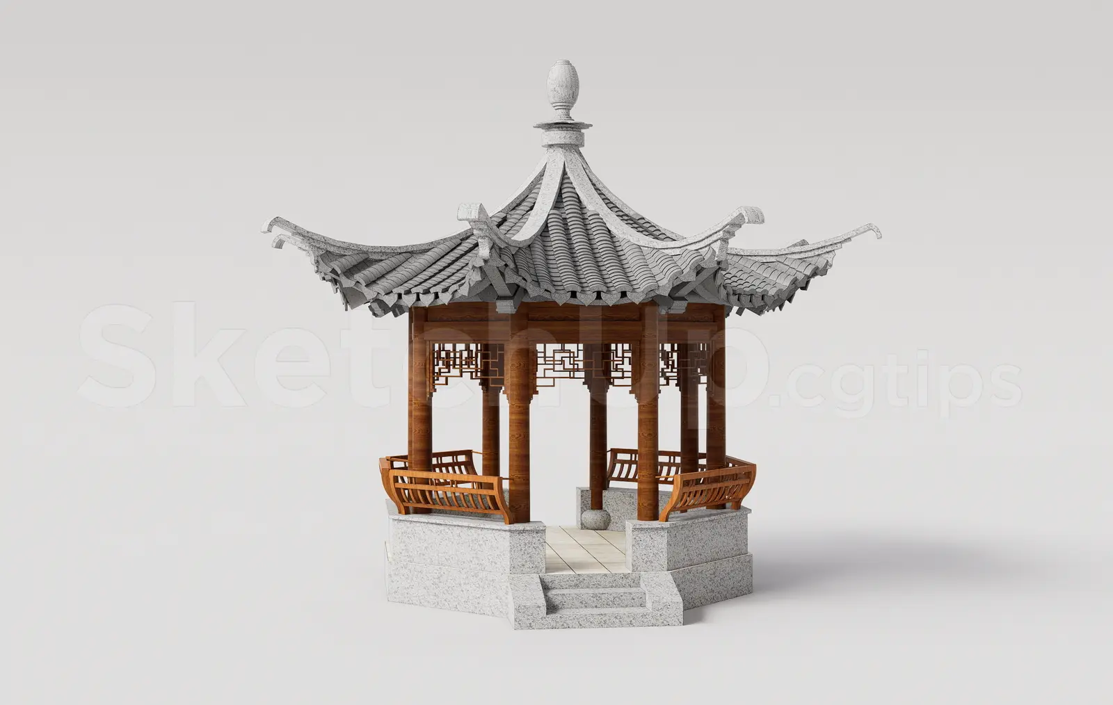 Traditional Asian Wooden Gazebo Pavilion — preview 1 (cgtips, CC0)