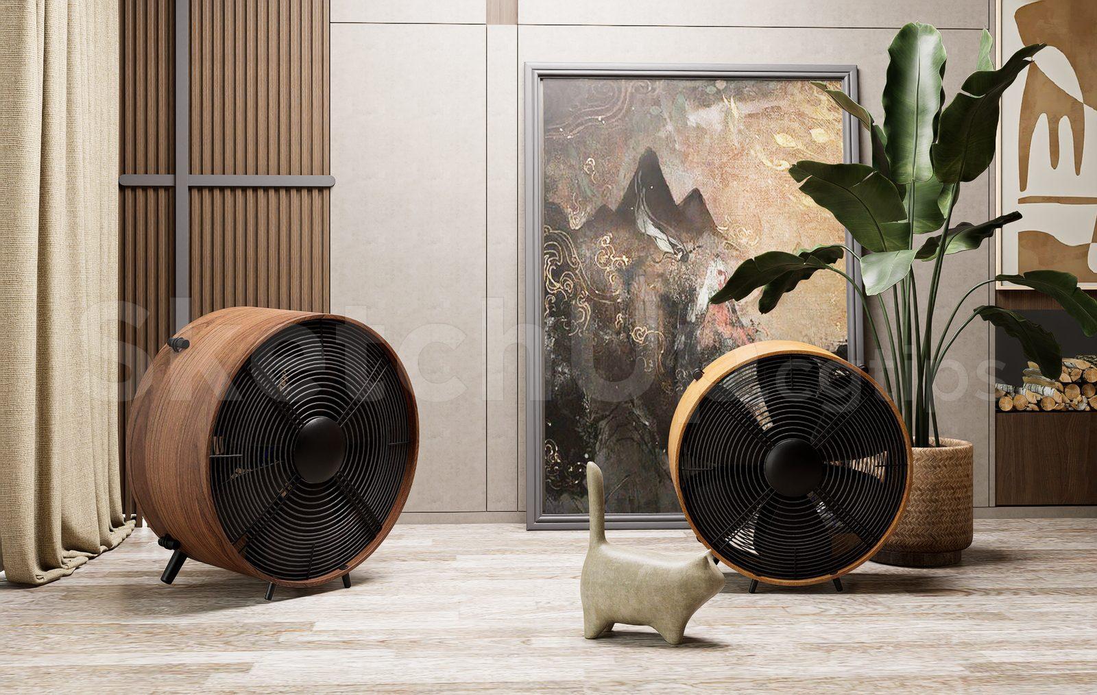 Retro Industrial Luxury Wooden Fan Set