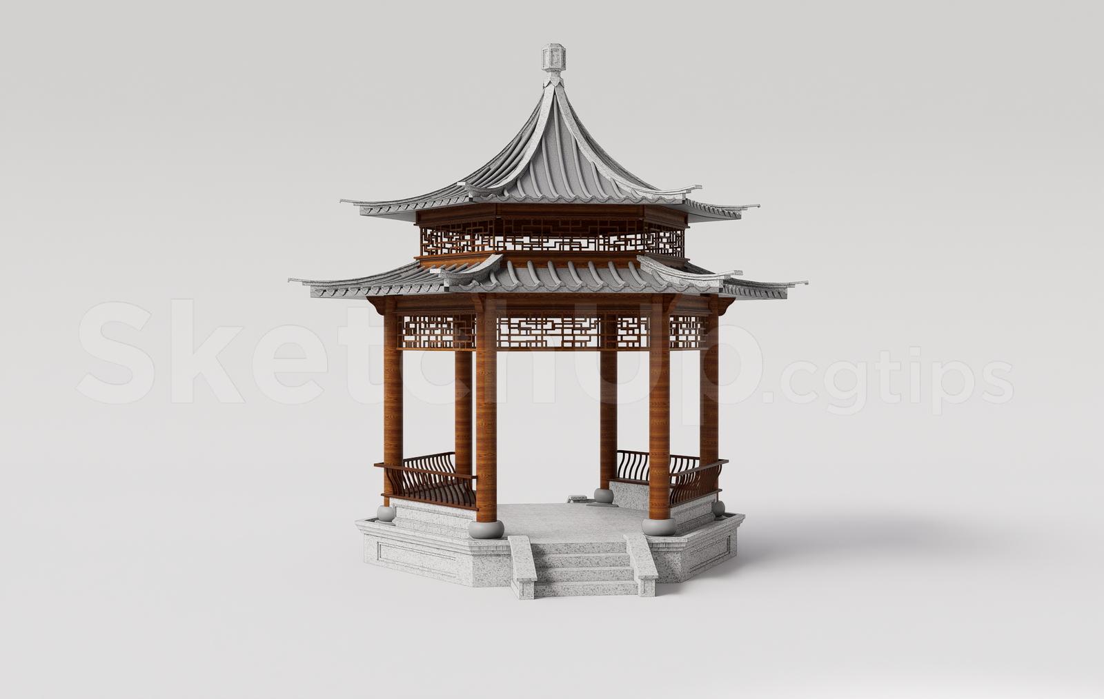Traditional Asian Wooden Gazebo Pavilion