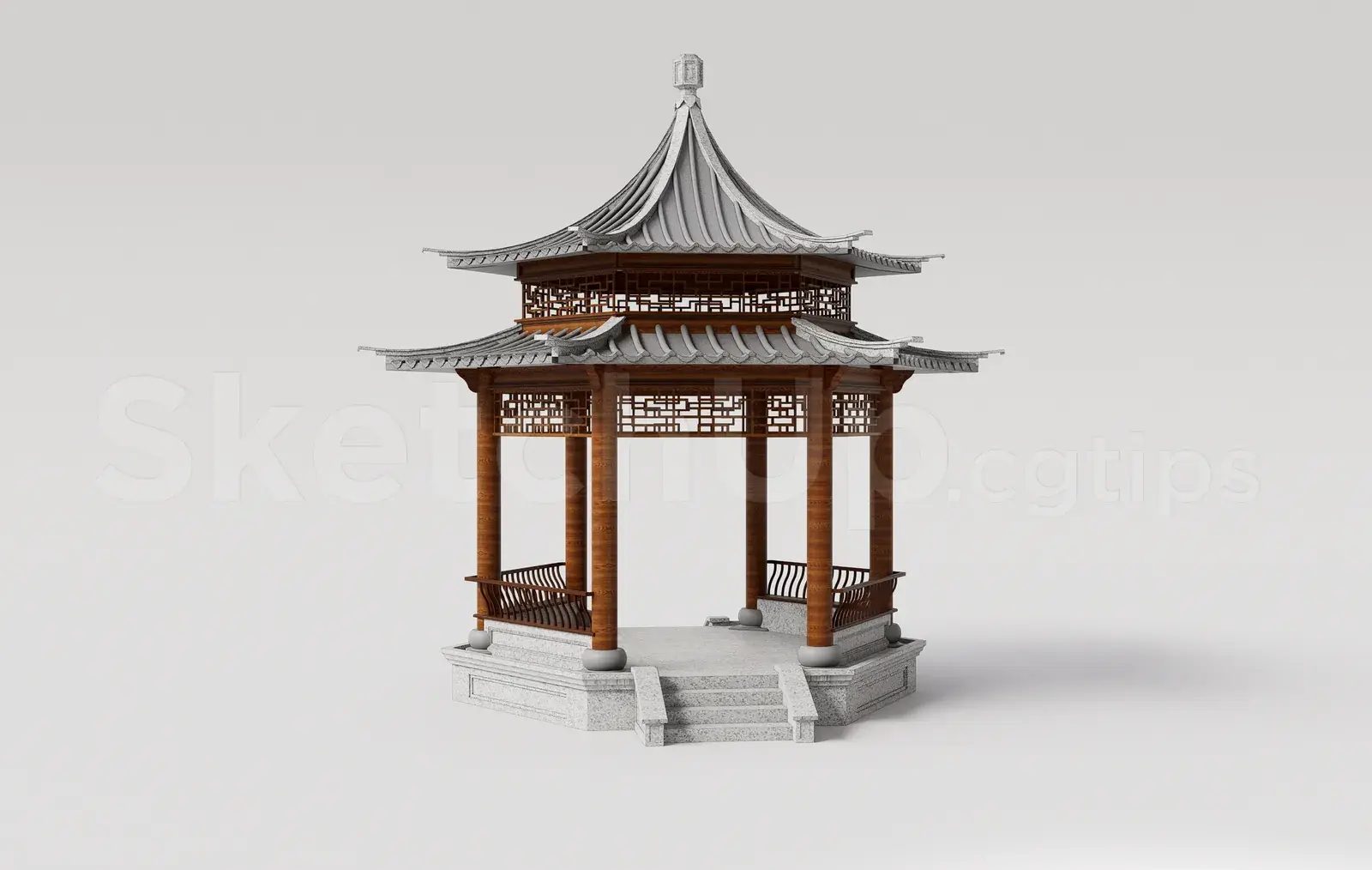 Traditional Asian Wooden Gazebo Pavilion