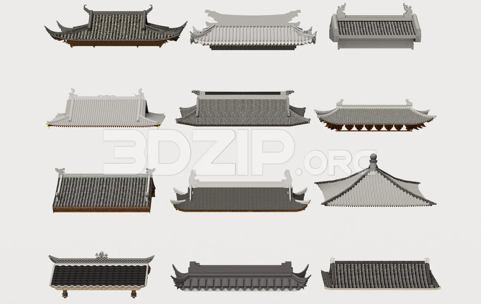 Traditional Asian Roof — preview 1 (3dzip)