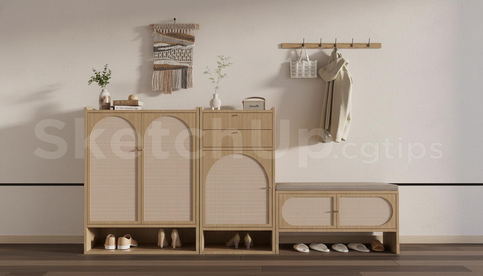 Modern Shoe Cabinet SketchUp 3D Model