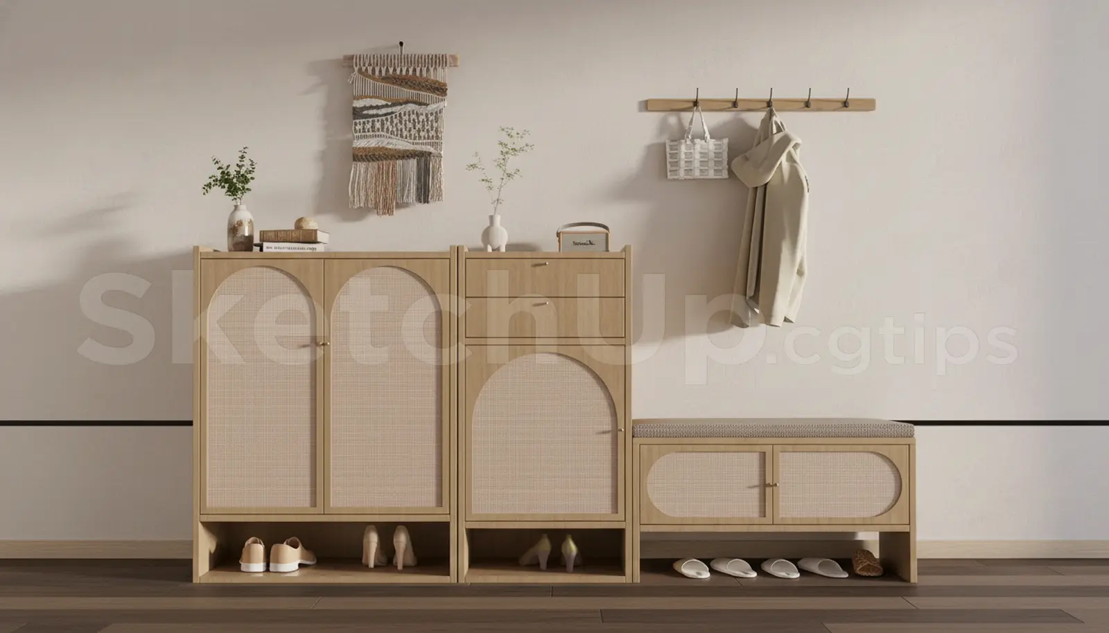 Modern Shoe Cabinet SketchUp 3D Model