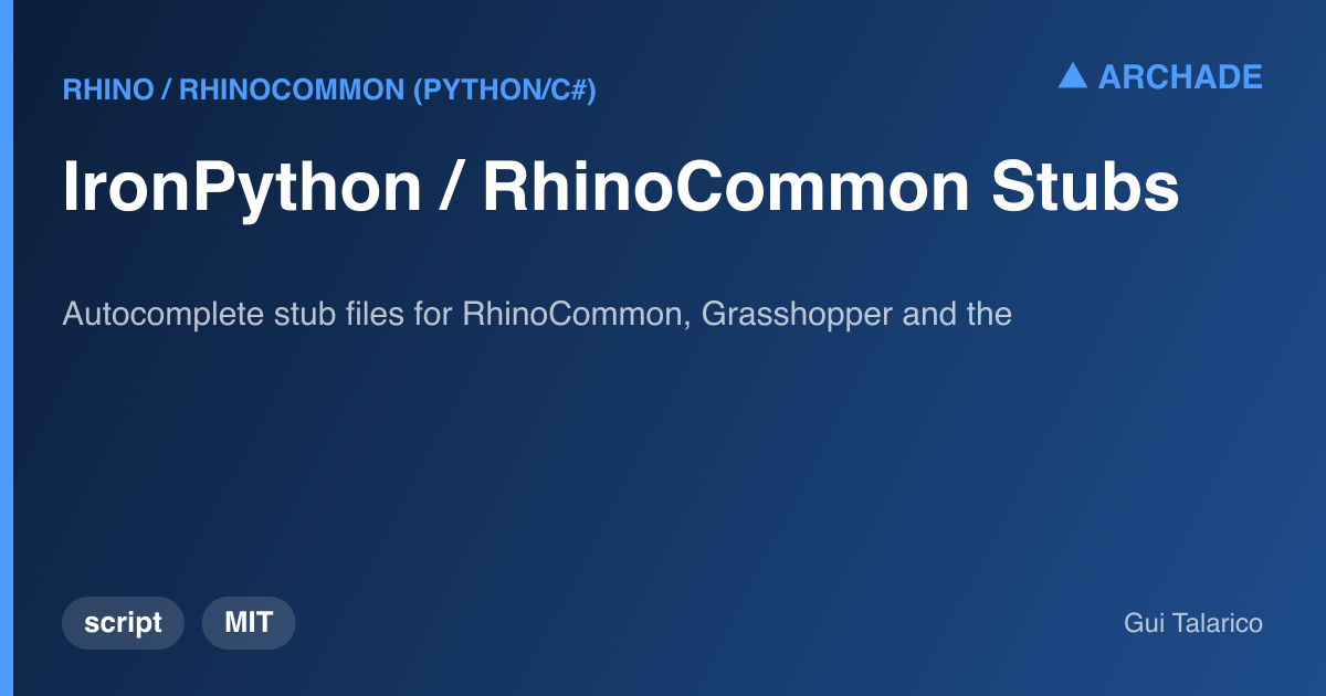 IronPython / RhinoCommon Stubs