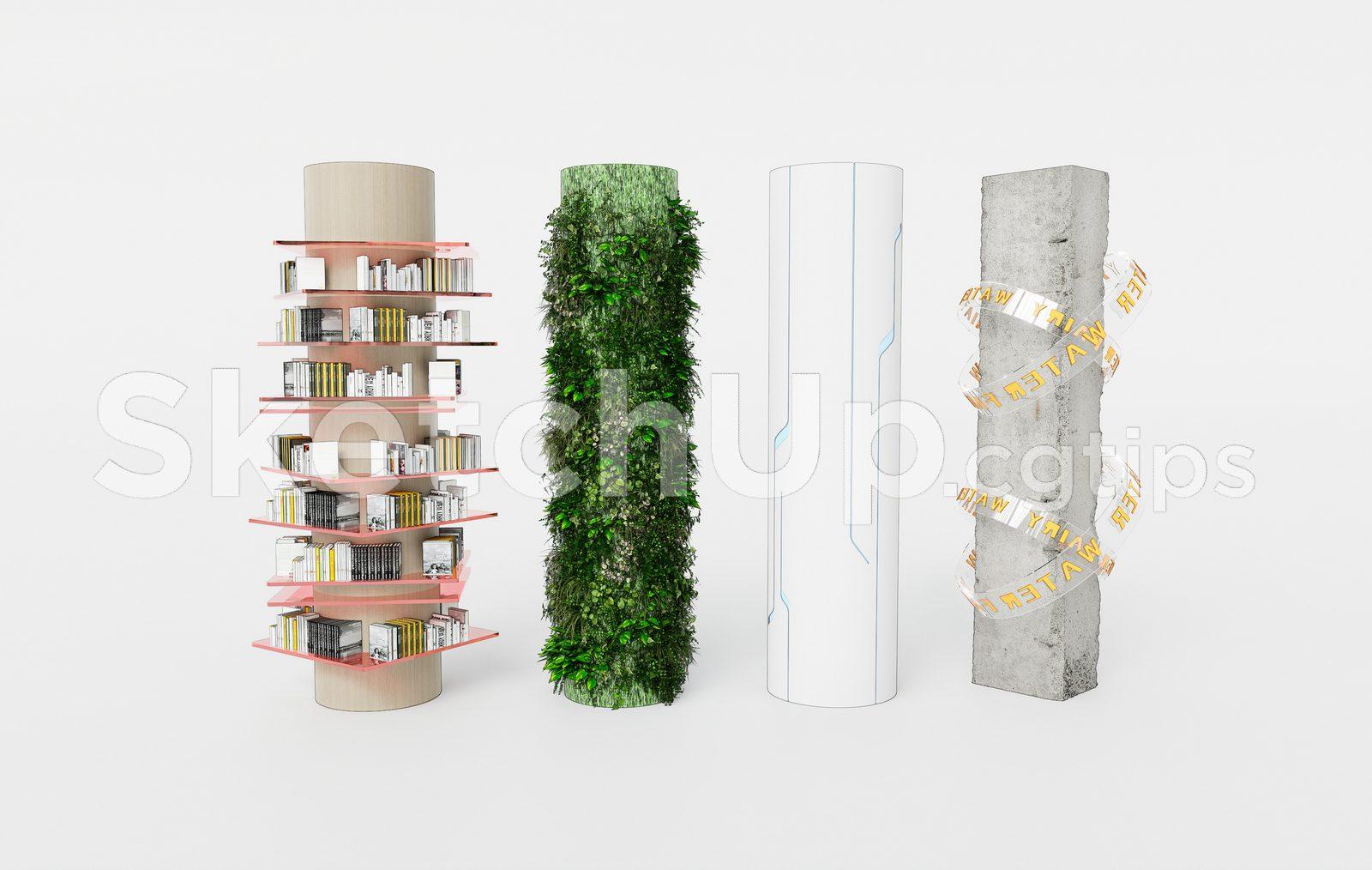Architectural Column – Innovative Bookshelf & Vertical Garden Idea