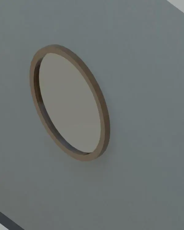 Circular mirror with wood frame