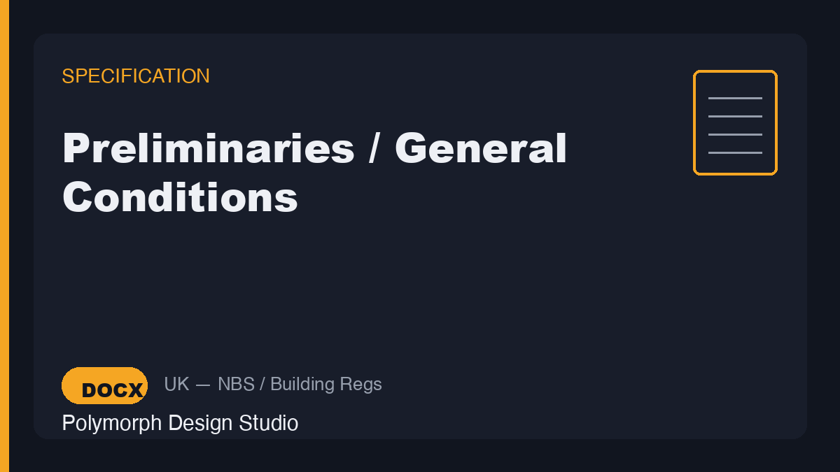 Preliminaries / General Conditions