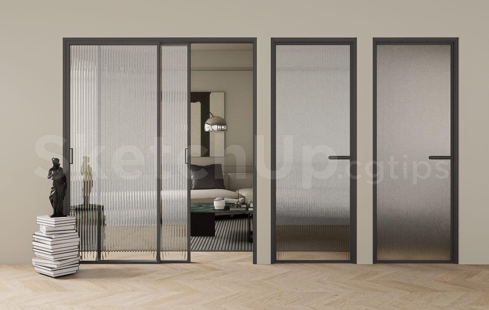 Frameless Fluted Glass Door Set