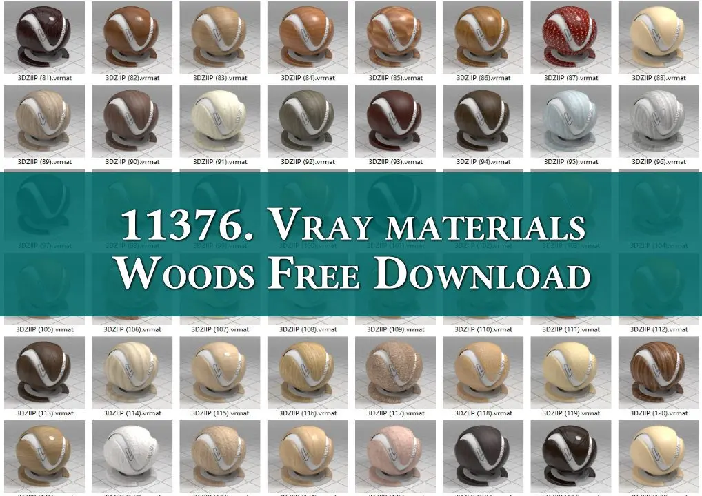 Vray materials Woods — preview 1 (3dzip, CC0)