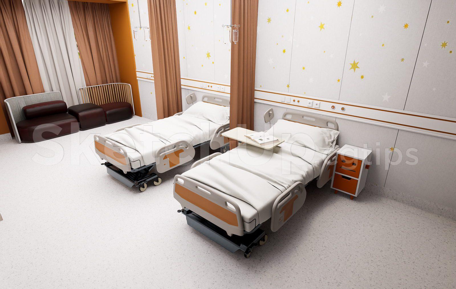 a Two-Bed Hospital Patient Room Interior