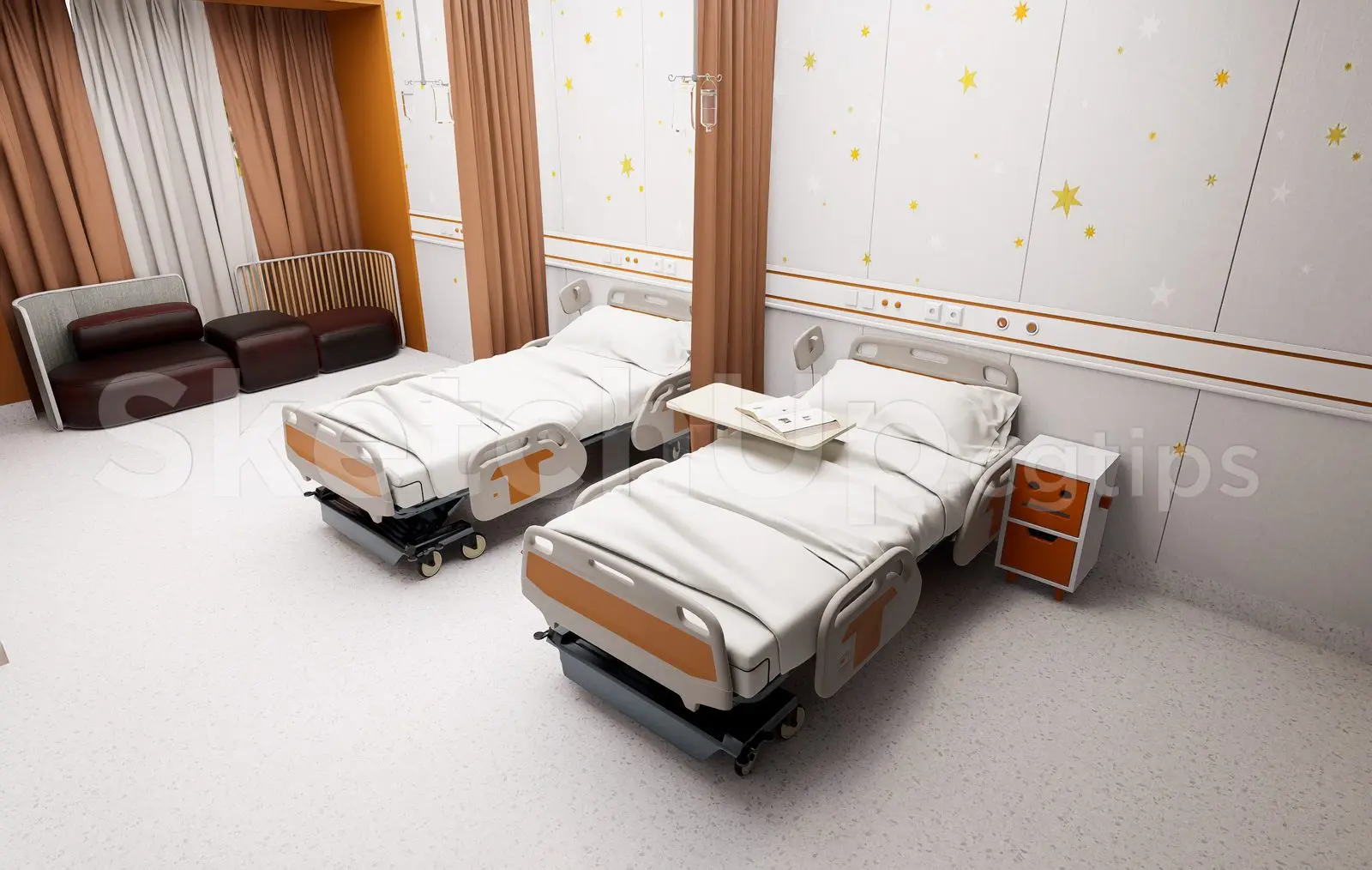 a Two-Bed Hospital Patient Room Interior