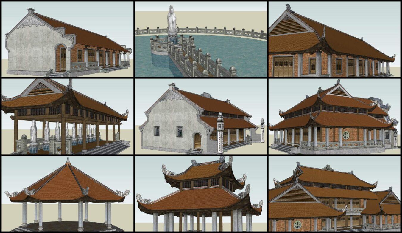 Thư viện sketchup công trình đình chùa, kiến trúc cổ Việt Nam (P5)