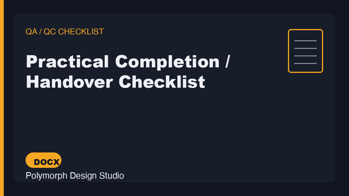 Practical Completion / Handover Checklist