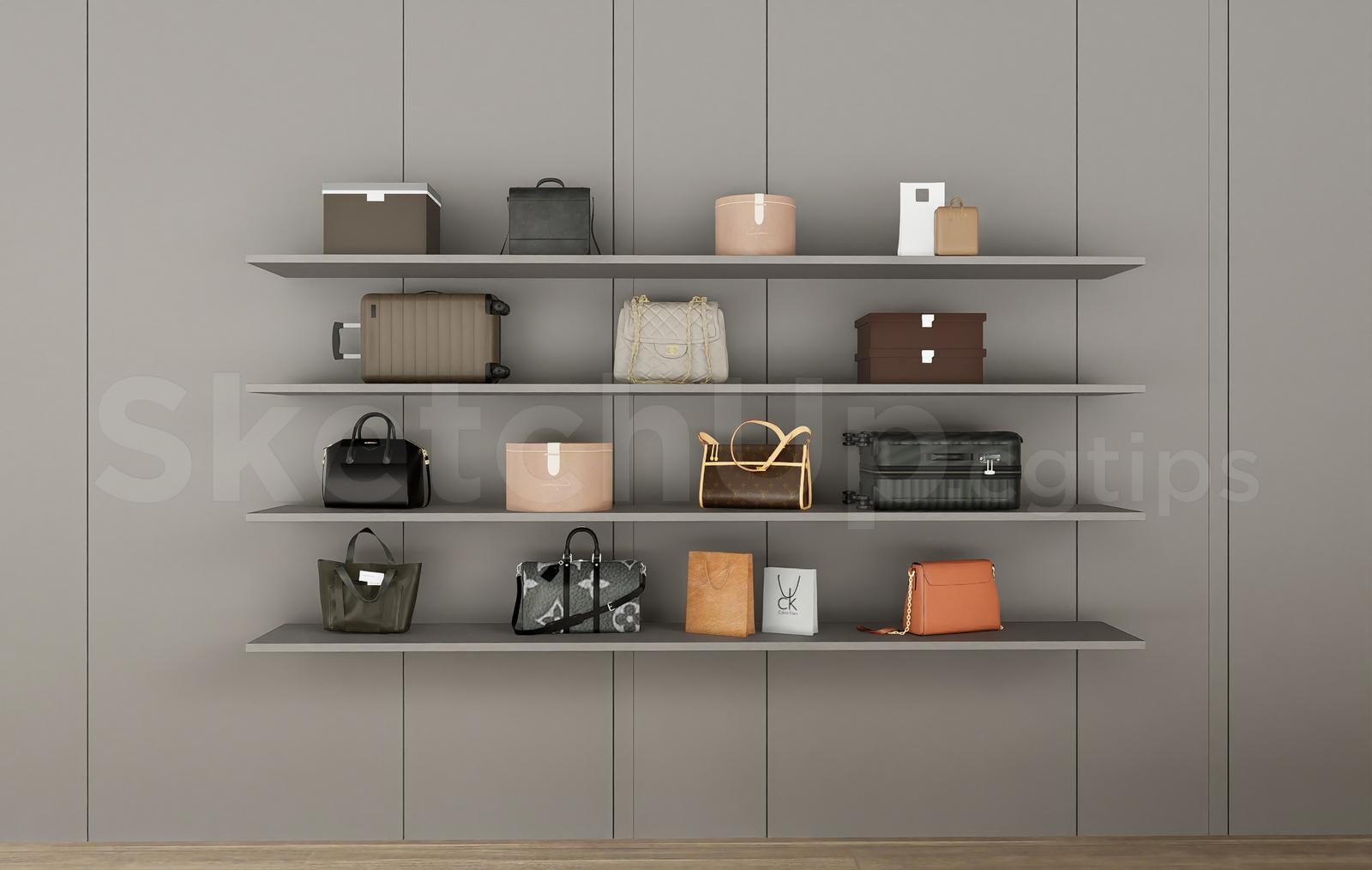 Contemporary Walk-In Closet Storage and Display Shelves