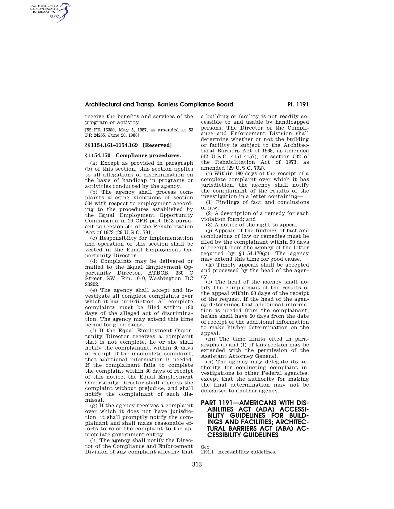 36 CFR Part 1191: ADA and ABA Accessibility Guidelines for Buildings and Facilities — preview 1