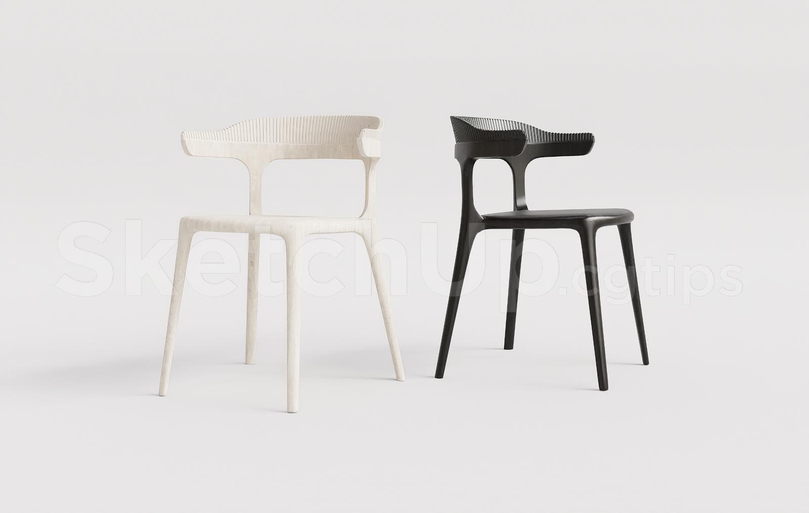 Modern Wooden Dining Chair with Fluted Backrest