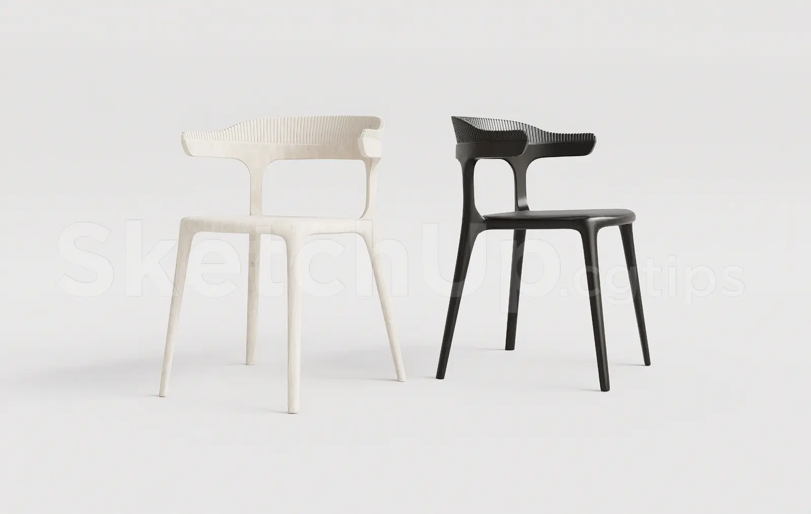 Modern Wooden Dining Chair with Fluted Backrest