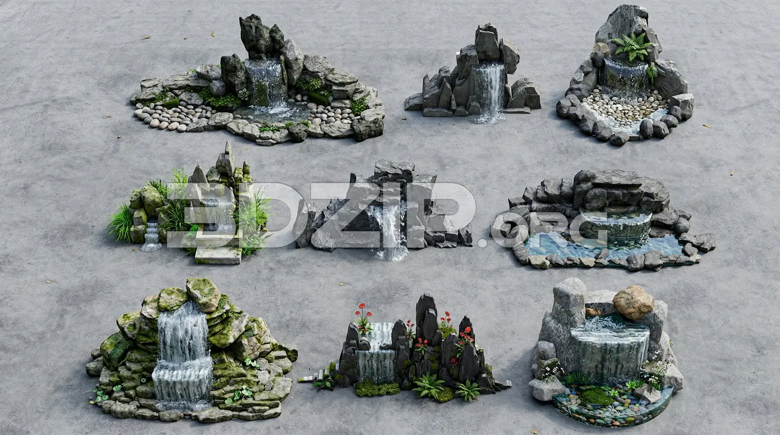 Mini Waterfall Rock Set with Ponds Exterior Visualization