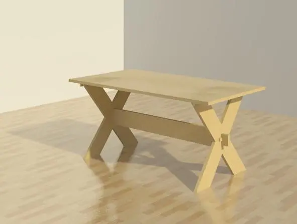Table with parameters for materials