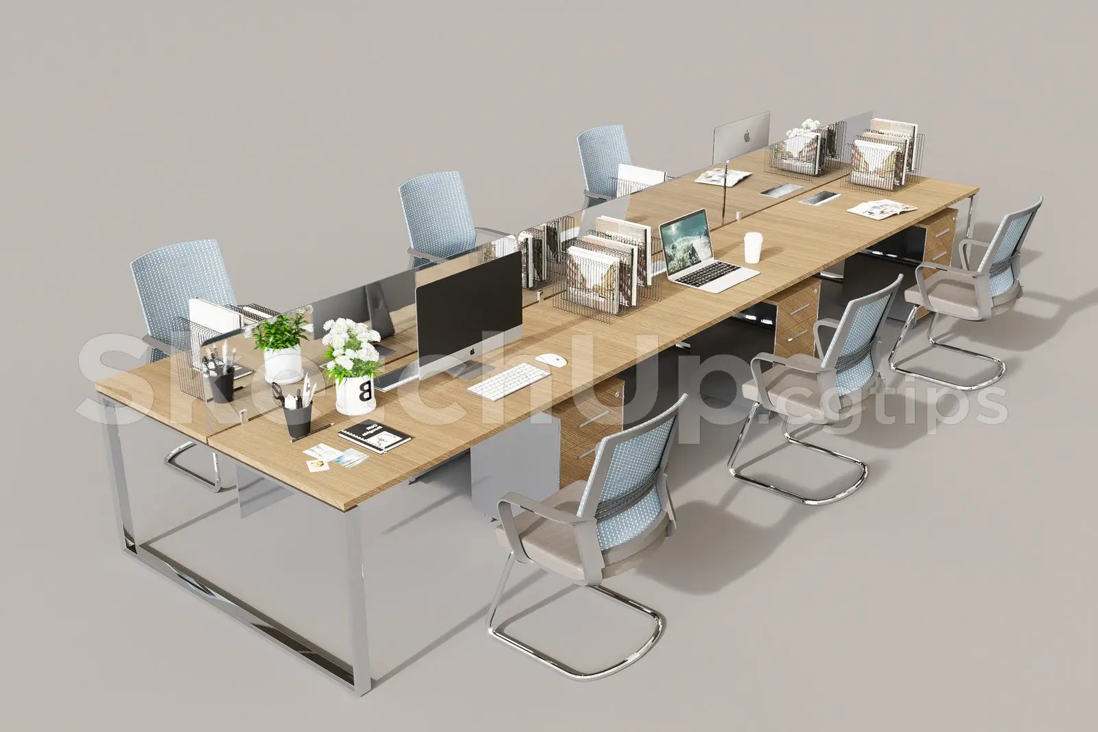 Office desk and chairs