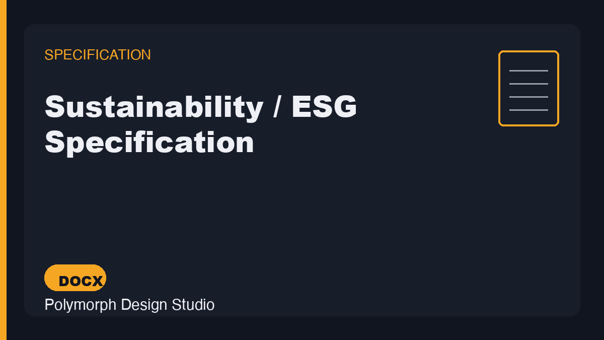 Sustainability / ESG Specification
