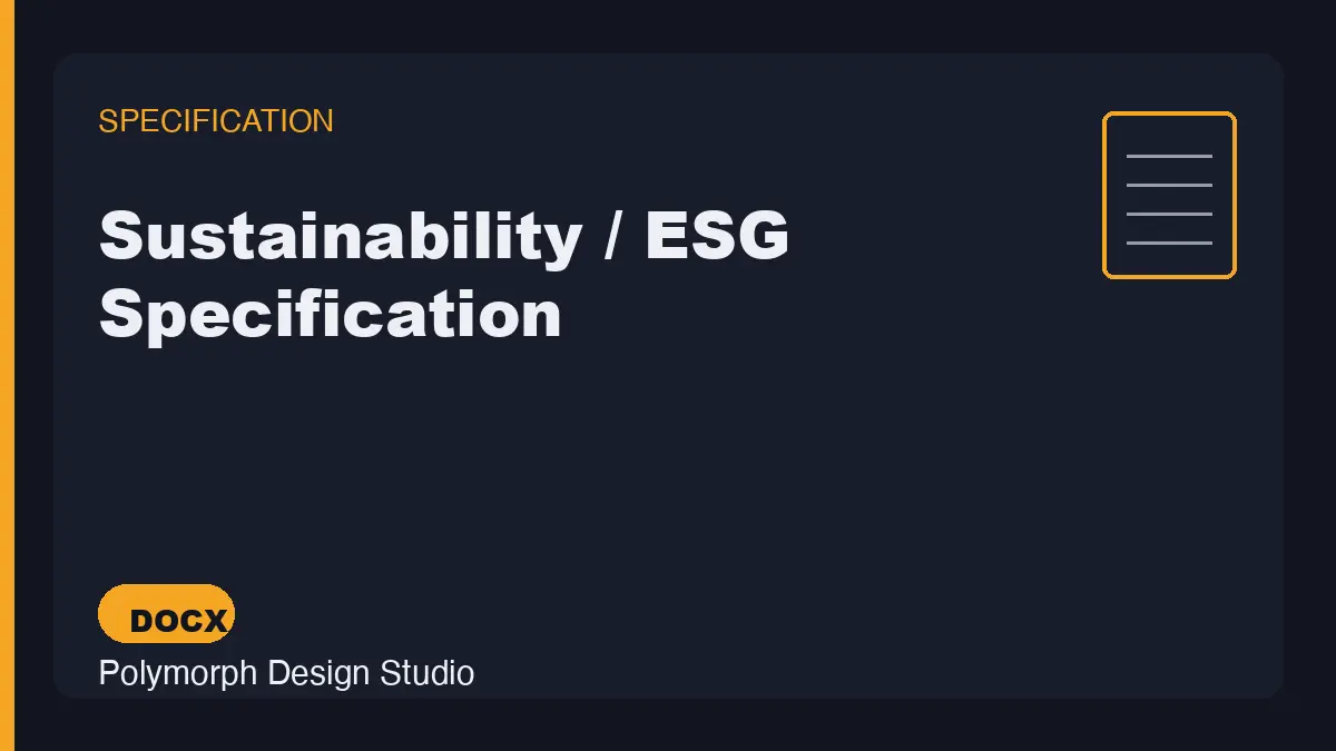 Sustainability / ESG Specification