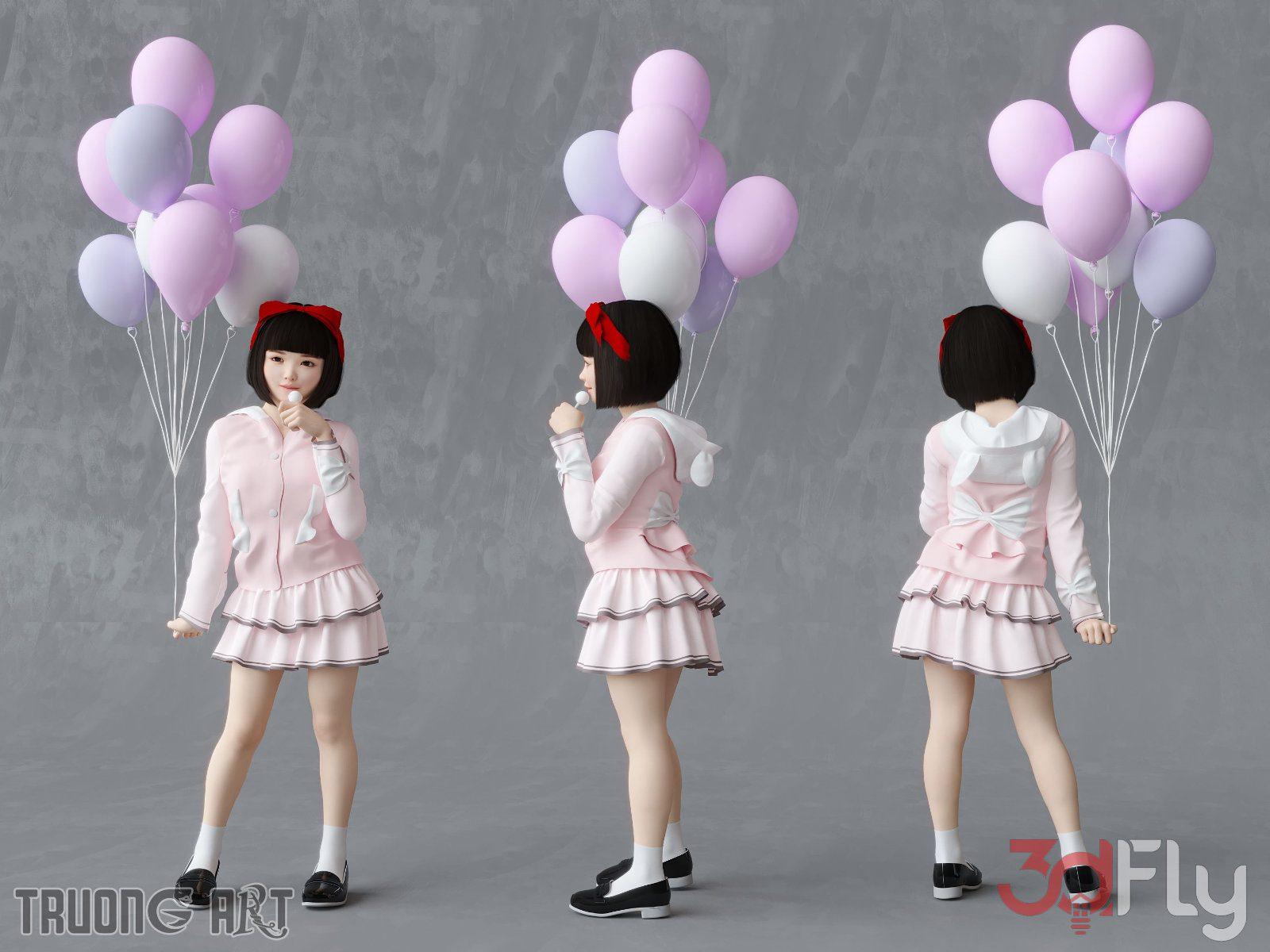 A Female Character Holding A Balloon