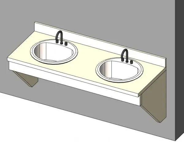 COUNTER TOP w TWO OVAL SINK