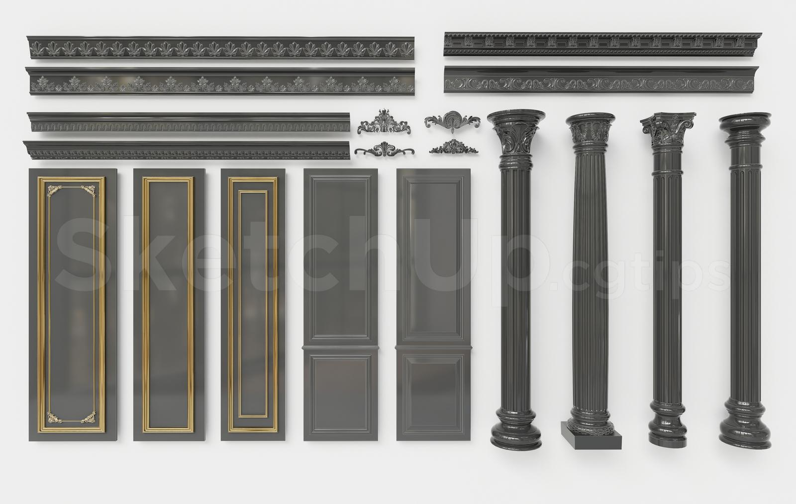 Classic Wall Paneling and Ornamental Columns