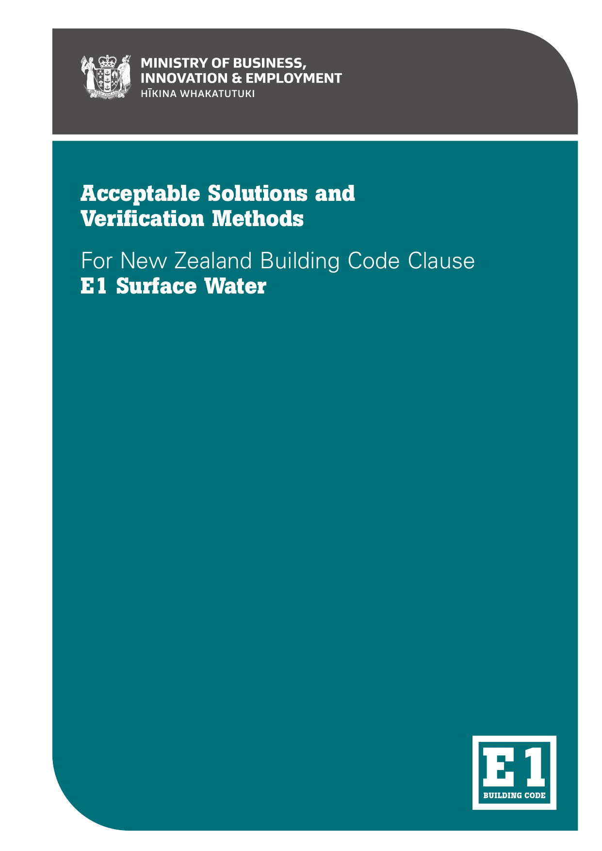 New Zealand Building Code E1 — Surface Water (Acceptable Solution & Verification Method)