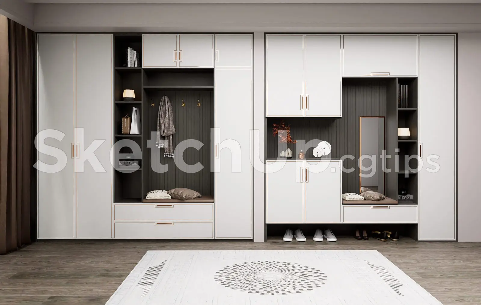 Modern Shoe Cabinet SketchUp 3D Model