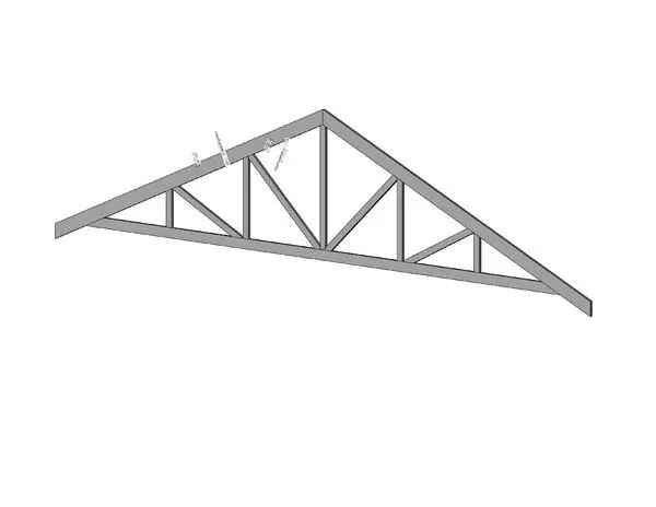 King post truss - 6 panel - beam element